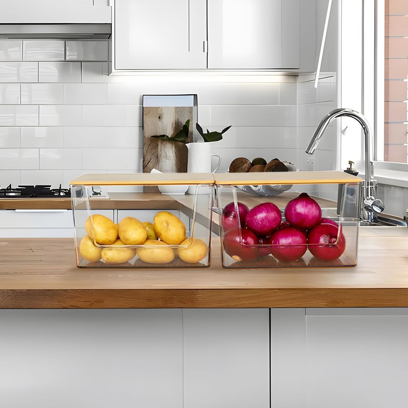 2 Set Pantry Organizer and Storage Stackable Kitchen Pantry Baskets