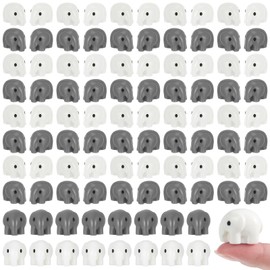 Guiqulai 100 Pcs Mini Resin Elephants Miniature Animal Figurines Cute Elephants Fairy Garden Miniature Moss Landscape DIY Home Decor Terrarium Crafts Fairy Garden Decoration Accessories(Black,White)