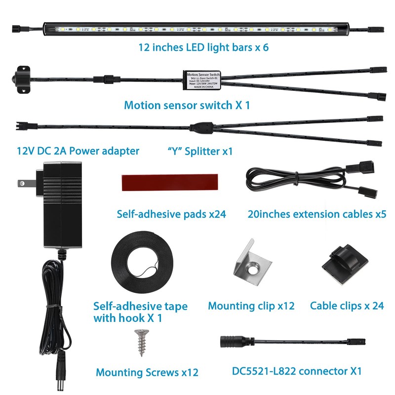 Litever LED Safe Light Kit. Human Motion Sensor Activated. 6
