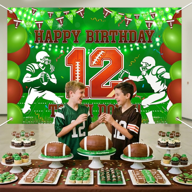 Football 12th Birthday Backdrop for Boys 12th Bday Party Supplies