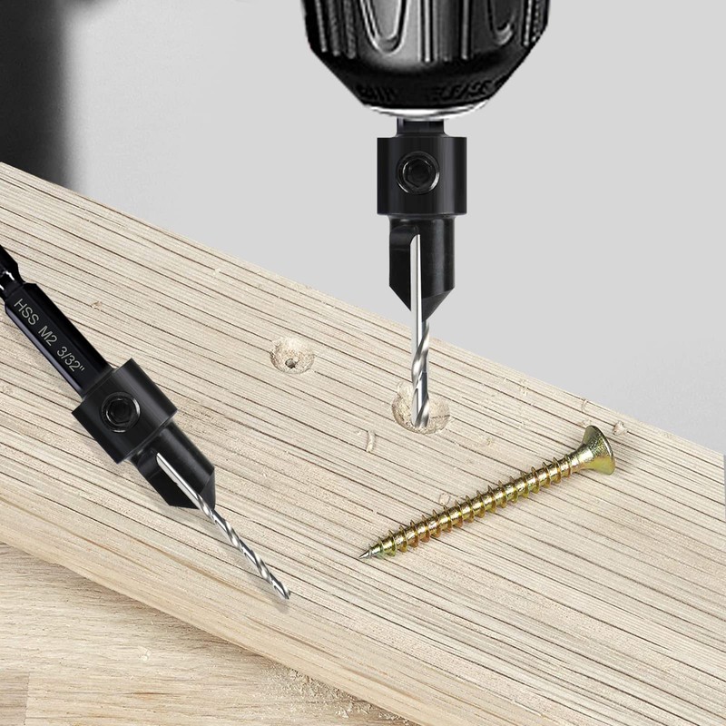 8 Pack Woodworking Countersink Drill Bits Set 3in1, Heavy Duty