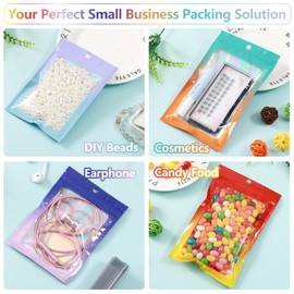 350 PCS 4x6 Smell Proof Mylar Bags for Food Storage, Resealable Mylar Bags Gradient with Clear Window, Holographic Ziplock Packaging Bag for Candy, Cookies and Small Jewelry(blue/orange)