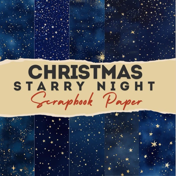 Christmas Starry Night scrapbook paper: 12 Double Sided Craft Paper