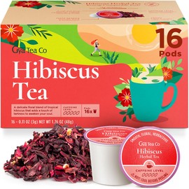 Gya Tea Co Hibiscus Tea Gift Set K-Cup Delivers Joy and Delight with Every Tart Sip - Tea Pod Provide Convenience for Busy Days - Manually Harvested and Caffeine-Free