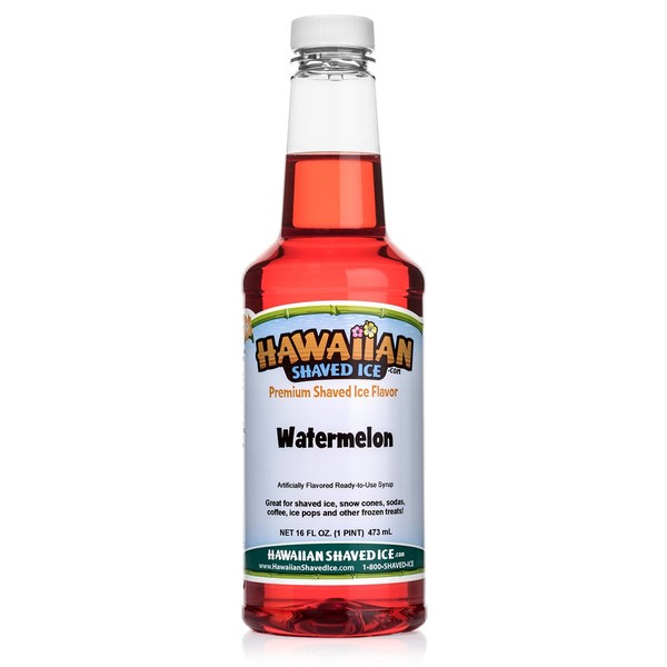 Hawaiian Shaved Ice Syrup, Watermelon, Pint