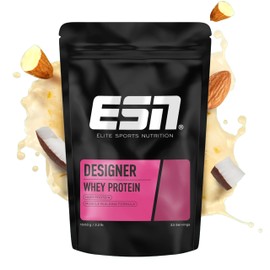 ESN ESN Designer Whey Protein Pulver, Almond Coconut, 1 kg, bis zu 23 g Protein pro Portion, ideal zum Muskelaufbau und -erhalt, geprüfte Qualität - made in Germany