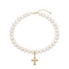 Frigotine Chunky Cross Necklace for Women, White Beaded Boho Summer