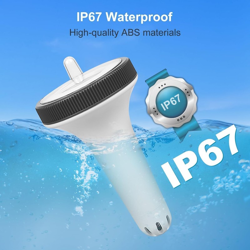 Pool Thermometer Floating, Solar Energy, Easy Read with Indoor Temperature,