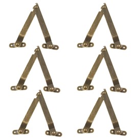 Kemcatui 6 Pcs Lid Folding Support Hinges - Antique Brass Lid Stay Hinge for Chests and Cabinets (Folded Length: 3-13/16", Width: 7/16")