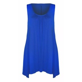 Ladies Summer Tops Womens Tops Vest Tops women UK Womens Tunic Tops Ladies tops Sleeveless Blouse Plus size Swing Flared Tops Ladies Long Tops Size 8-30 Royal Blue 20-22