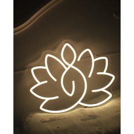 Lotus Flower Neon Sign for Zen Wall Art, Meditation Accessories for Yoga Room, Dimmable Spiritual Neon Lights Decor, Light Up Wall Art for Home or Yoga Studio,12 * 15.3 inch,white