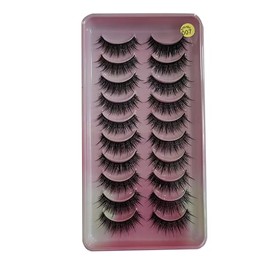 ANJOBIBI Synthetic Mink False Eyelashes, 3 Pairs, Strip Adhesive, Black (Pink)