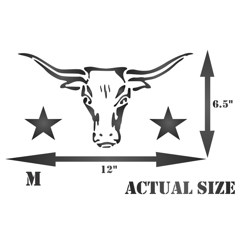 Longhorn Stencil - 30.5 x 16.5cm (M) - Reusable Cow