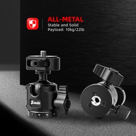 Zeadio Ball Head Mount with 1/4" & 3/8" Thread - 360° Panoramic Heavy Duty Metal Camera Mount Tripod Head for DSLR, Gimbal, Action Cam