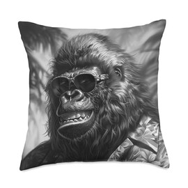 Gorilla laughs cheekily, funny gorilla Throw Pillow