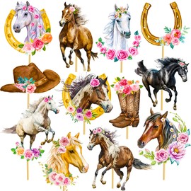 Cowgirl Party Centerpiece Sticks Cowgirl Western Party Decorations 24pcs Horse Table Toppers Decorations Cowgirl Birthday Party Decorations for Western Cowgirl Theme Rodeo Birthday Party Supplies