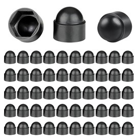 VEGCOO Pack of 50 Cap Nuts M6, Plastic Protective Caps for Screws M6 Black Durable Standard Hex Nut Cap Plastic Caps Screw Caps for Threaded Rod