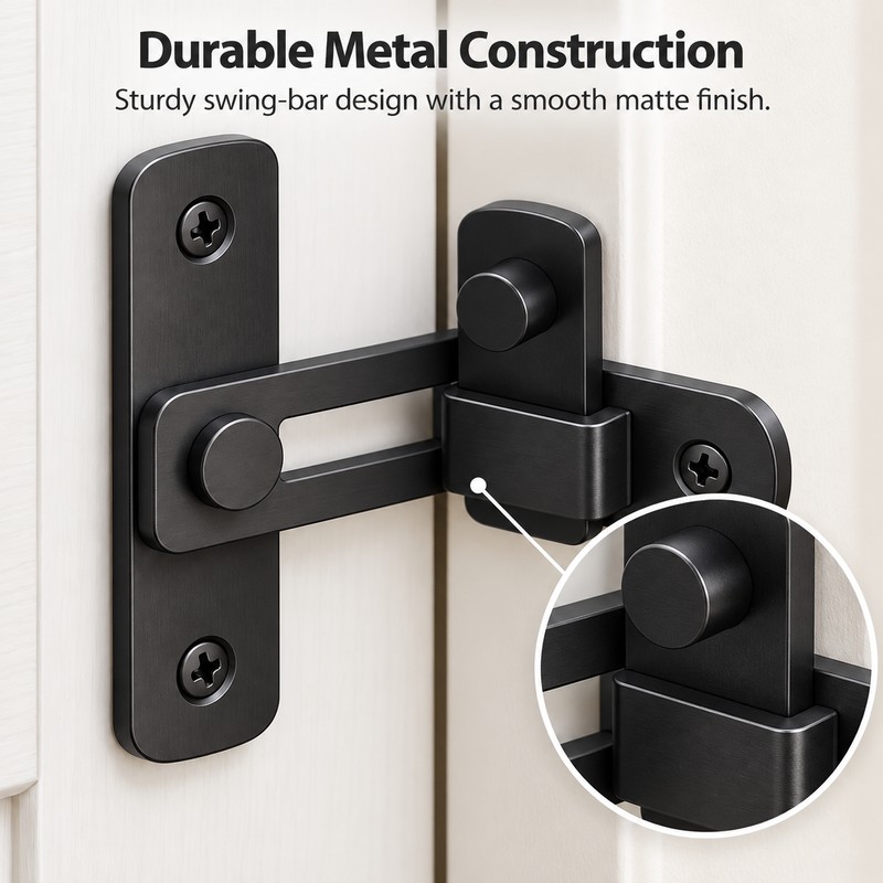 90-Degree Barn Door Latch for Right-Angle Doors – Stainless Steel