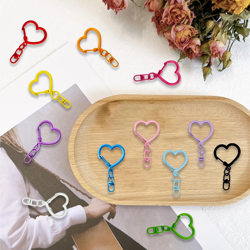 48 PCS Keychain Clasps Accessories Swivel Heart Keychain Clips