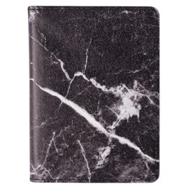 Vivid Hue Passport Wallet Holder Cover for Women Men PU Leather Fun Travel Organiser Gift (Black Marble)