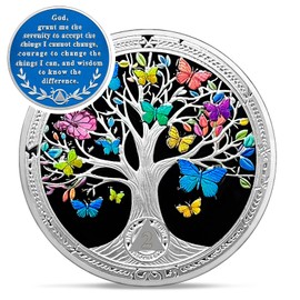 Vintage 2 Month Sobriety Coin - Addiction Recovery Tree of Life AA Coins - 60 Day Butterfly AA Chips and Medallions - 1-20 Prime NA AA Living Clean Narcotics Alcoholics Anonymous Gifts for Men Women