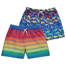 BCOOL - Traje de baño para niños, 2 o 3 unidades, pantalones cortos de natación de secado rápido con forro - Traje de baño sólido/estampado, Multi, 7-8