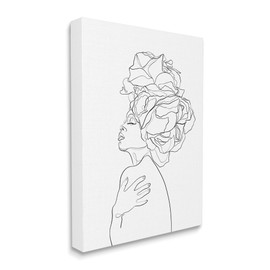 Stupell Industries Woman Slouching with Headwrap Minimalism Linework, Designed by ROS Ruseva Canvas Wall Art, Black