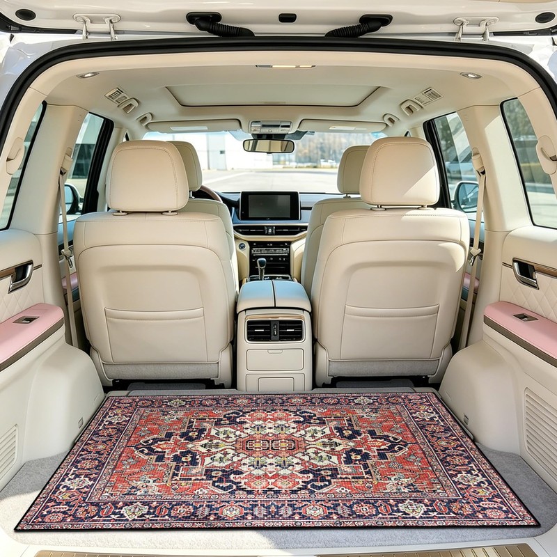 Lacut Car Trunk Mat, Red Retro, 29" x 39"