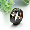 JewelryWe 8 mm Men's Ring Black Cross Removable Stainless Steel