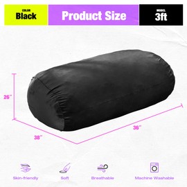 Hobestluk 3FT Bean Bag Chair Large Beanbag with Removable Cover Adult Bean Bag Chair with Portable Handle Desgin for Living Room Bedroom (Black, 3FT)