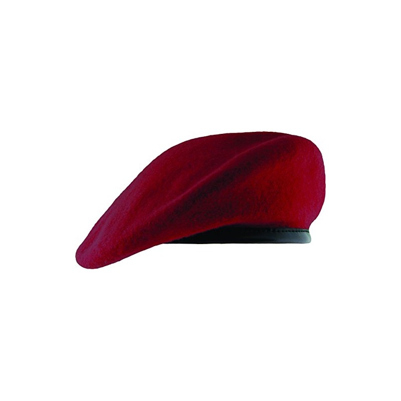 Unlined Beret with Leather Sweatband (6 1/2, Dark Red)