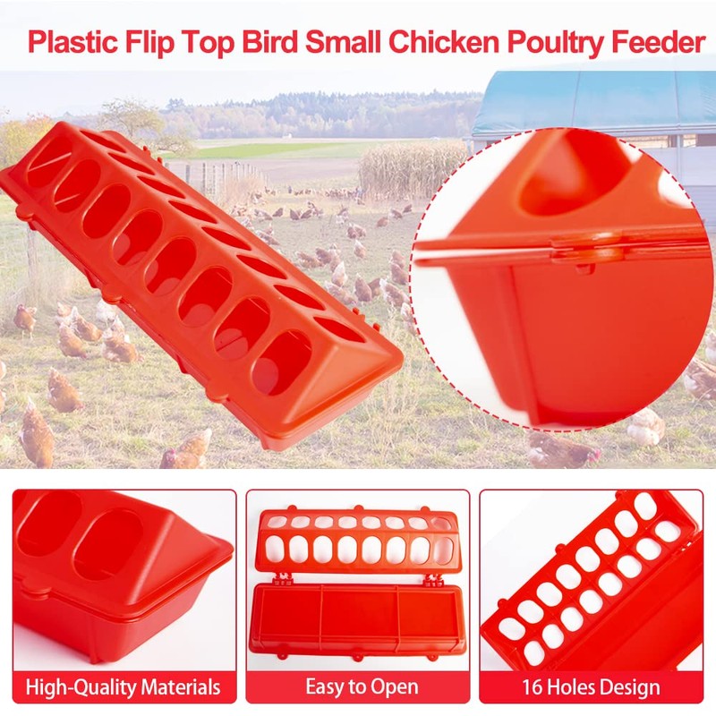 OUYOLAD 4 Plastic Flip Top Bird Small Poultry Feeder for