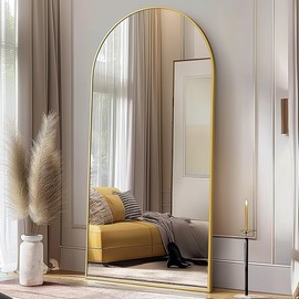 FVANF Full Length Mirror, 71" x 30" Oversized Floor Mirror Freestanding, Large Mirror Full Body Mirror with Stand, Hanging Mounted Mirror with Aluminum Alloy Frame for Bedroom,Living Room, Gold