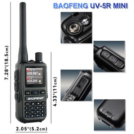 Baofeng UV-5R Mini Handheld Ham Radio Long Range Two Way Radio Dual PTT Rechargeable Walkie Talkies Longe Range NOAA Weather Radio APP Programming 999CH USB-C Charging Survival Radio 1 Pack