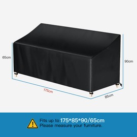 AWNIC Garden Bench Covers Waterproof Outdoor Love Seat Covers 3 Seater 175x85x65/90cm, 420D Oxford Fabric Heavy Duty Patio Bench Covers Waterproof Windproof Tear Resistant Anti-UV