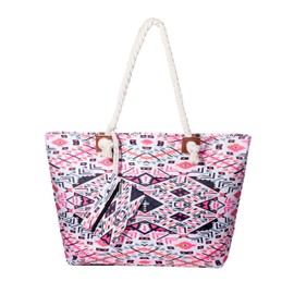 DonDon Large Beach Bag, Water Resistant With Zip Polycotton, Kaleidoscope