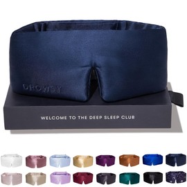 The Original Drowsy Sleep Co. 22 Momme, Mascarilla de seda de morera. Súper suave. Antienvejecimiento. Apagón completo (Midnight Blue)