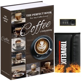 Book Safe with Combination Lock, Hidden Safe (10.55 x 7.95 x 2.62 Inch) with Fireproof Bag, Secret Diversion Safe, Hollow Book Box Hidden Storage, Money Safe Box for Cash (X-Large COFFEE)