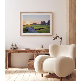 Lithobee - Swilcan Bridge Old Course At Sunrise St Andrews - Printed Wall Art Design in Sizes A2, A3 & A4 Framed in a Stylish Quality Coloured Frame or Unframed (A2 White Distressed Frame)