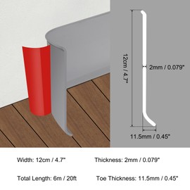 HARFINGTON 20ft x 5" Baseboard Trim Peel and Stick Wall Flexible Molding Trim Gray