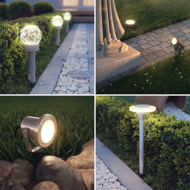 ledscom.de 3 x Garden Ground Spike for Garden Lights, Black,