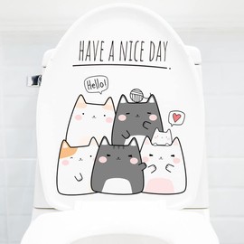 Buer Homie Stickers for Toilet, Cat Pattern Wall Decals