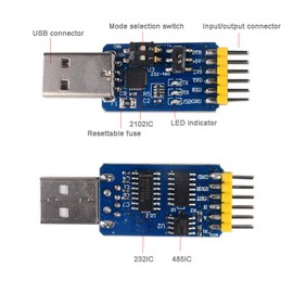 DIYmalls CP2102 USB to TTL Serial Adapter Module USB to RS485 232, TTL to RS232 485, RS232 to 485 + 6Pin Cable F/F for Arduino Nextion Display SIM7000A Board