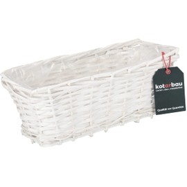 KOTARBAU® Wicker Flower Basket Rectangular 300 x 160 x 120 mm White Flower Pot Flower Box