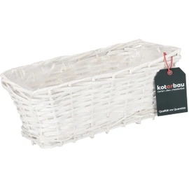 KOTARBAU® Wicker Flower Basket Rectangular 300 x 160 x 120 mm White Flower Pot Flower Box