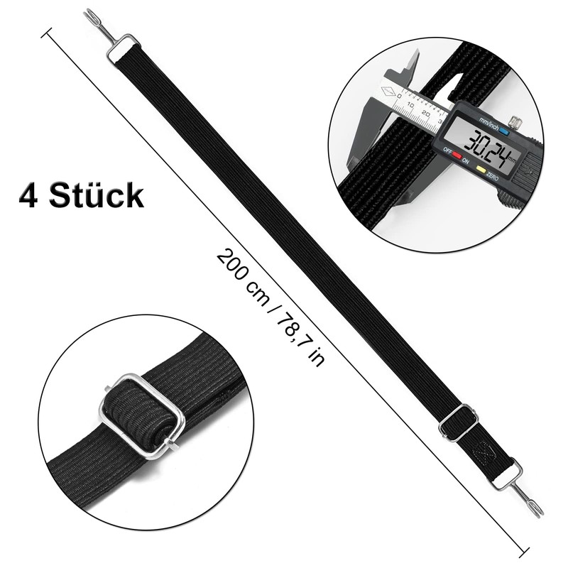 Pack of 4 Wide Luggage Straps Adjustable Elastic Straps with