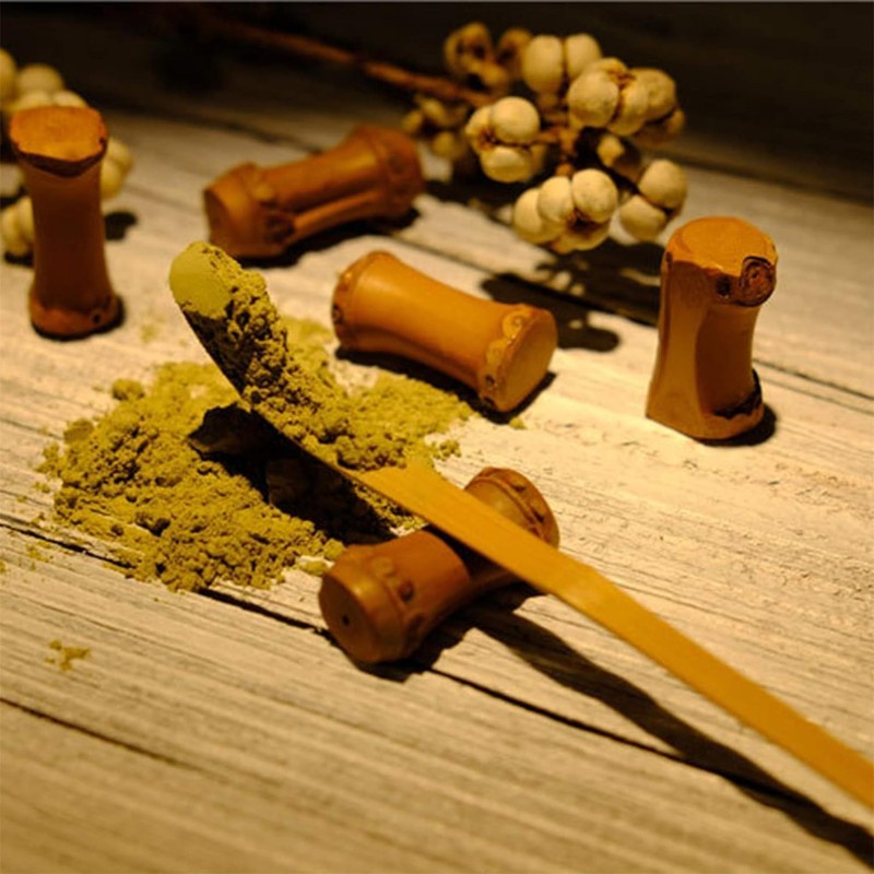 1Pc Brown 18cm Bamboo Matcha Scoop Japanese Chashaku Hooked Green