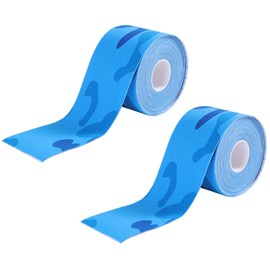 HEINALOUS Waterproof Kinesiology Tape,16.4 ft, Elastic Athletic Tape for Sports & Weightlifting, 2 Rolls, Protects Muscles, Knees, Shoulders, Blue Camouflage (Blue Camouflage-2 Rolls)