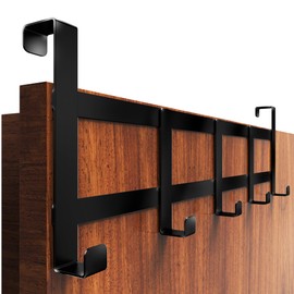 4happy Door Coat Rack for Hanging - Door Hooks for the Whole Home, Standard Coat Hook Door, Sturdy Door Hook Rail, Rustproof Hooks for Hanging, Black