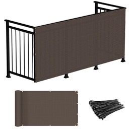 Windscreen4less 3'x25' Deck Balcony Privacy Screen Fence Apartment Balcony Mesh Screen with Zip Ties Chain Link Fence Cover UV Protection for Outdoor Patio Backyard Pool Porch Railing, Brown